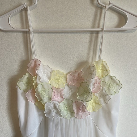 Warner's Other - Warner’s Chemise Nightie SM White Romantic Appliqué VTG Slip Floral Chiffon